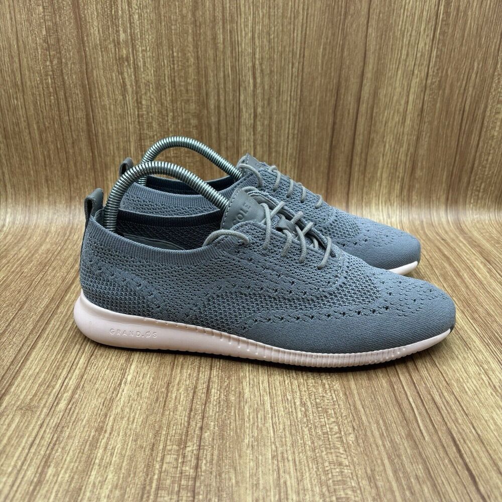 Cole Haan 2. Zero Grand OS Shoes lace up Pink Soles Gray Mesh Oxford Women 8.5 B